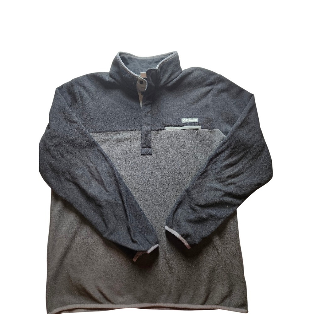 Columbia Mens Steens Mountain Fleece Pullover Grey Black Snap Neck Large